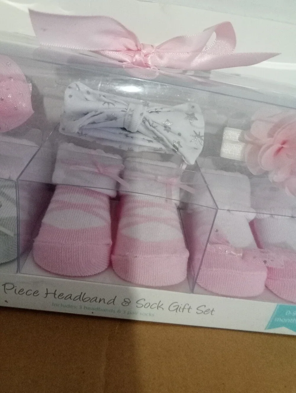 Hudson Baby 6piece Soft Pink Baby Socks with Sparkle Bow NEW